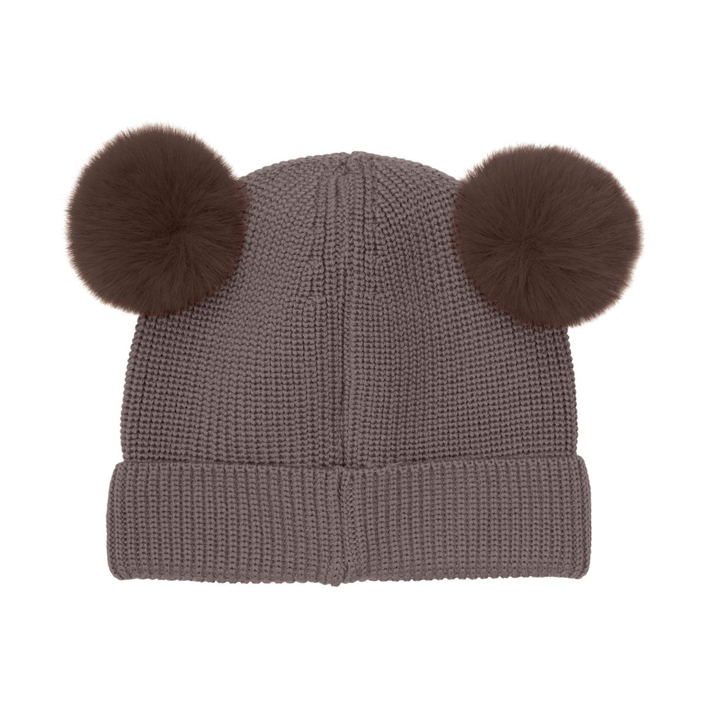 HUTTEliHUT | Beanie Wool Knit Pompoms - Brown Melange | Torgunns Barneklær AS