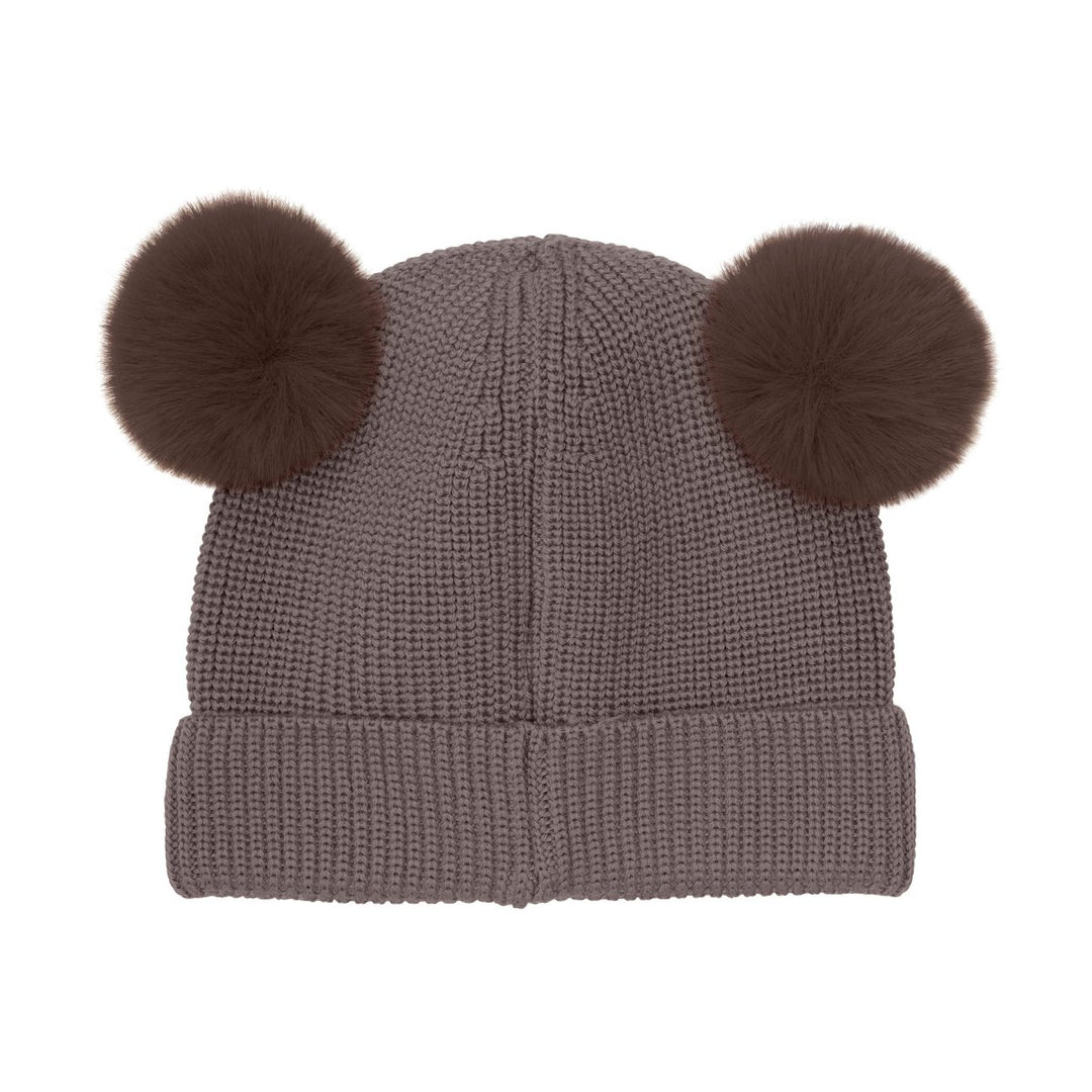 HUTTEliHUT | Beanie Wool Knit Pompoms - Brown Melange | Torgunns Barneklær AS