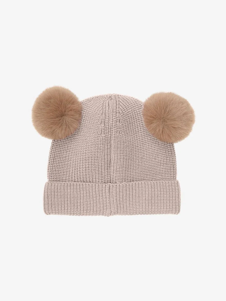 Myk strikket barnebukse med pelspomponer, perfekt for vinter og babyutstyr