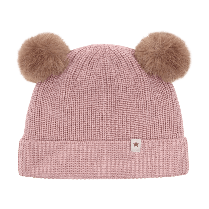 HUTTEliHUT | Beanie Wool Knit Pompoms - Woodrose | Torgunns Barneklær AS