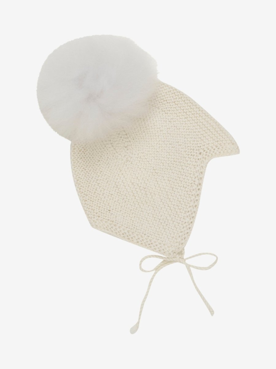 HUTTEliHUT | Bonnet Wool Knit Alpaca Pompom - Offwhite | Torgunns Barneklær AS