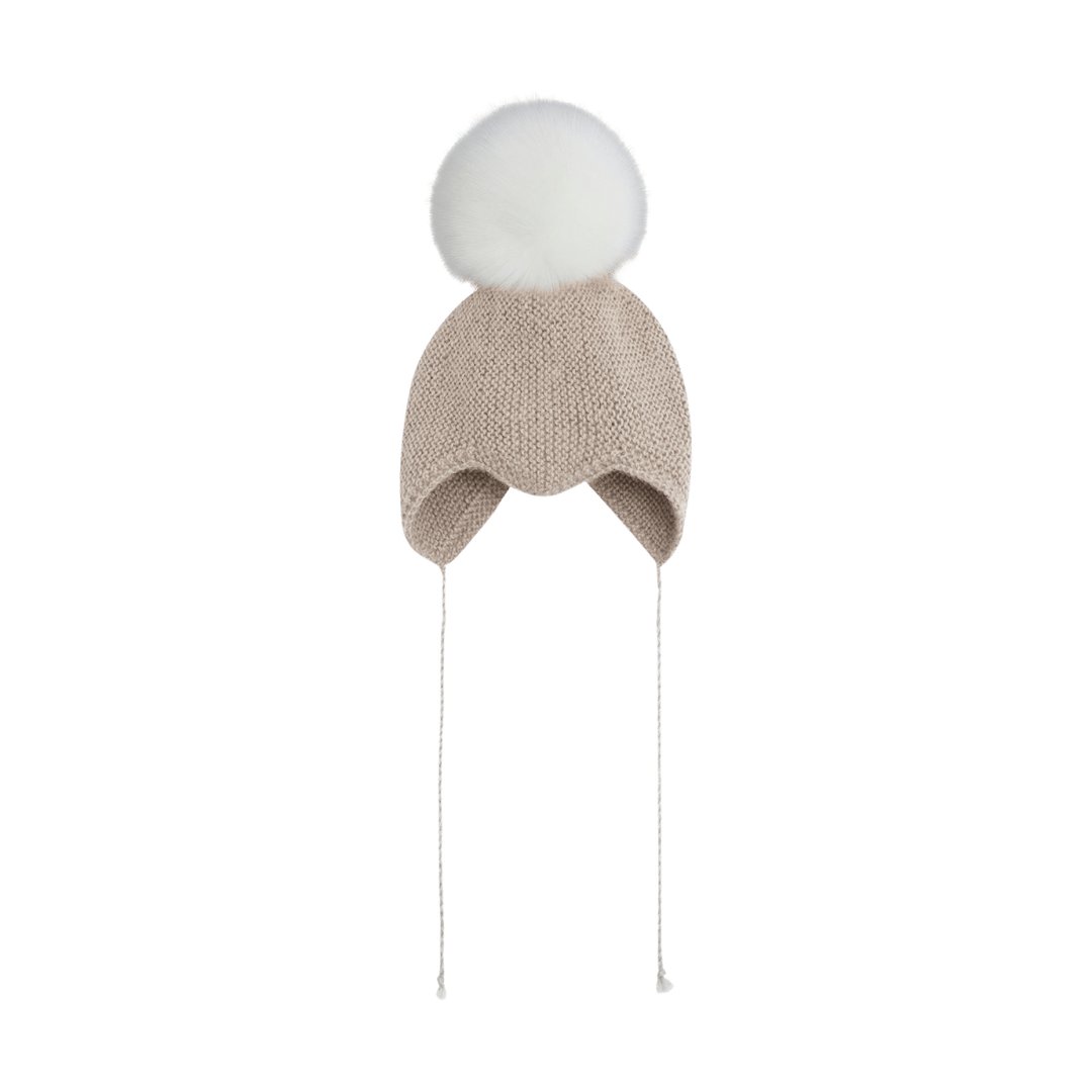 HUTTEliHUT | Bonnet Wool Knit Alpaca Pompom - Offwhite | Torgunns Barneklær AS
