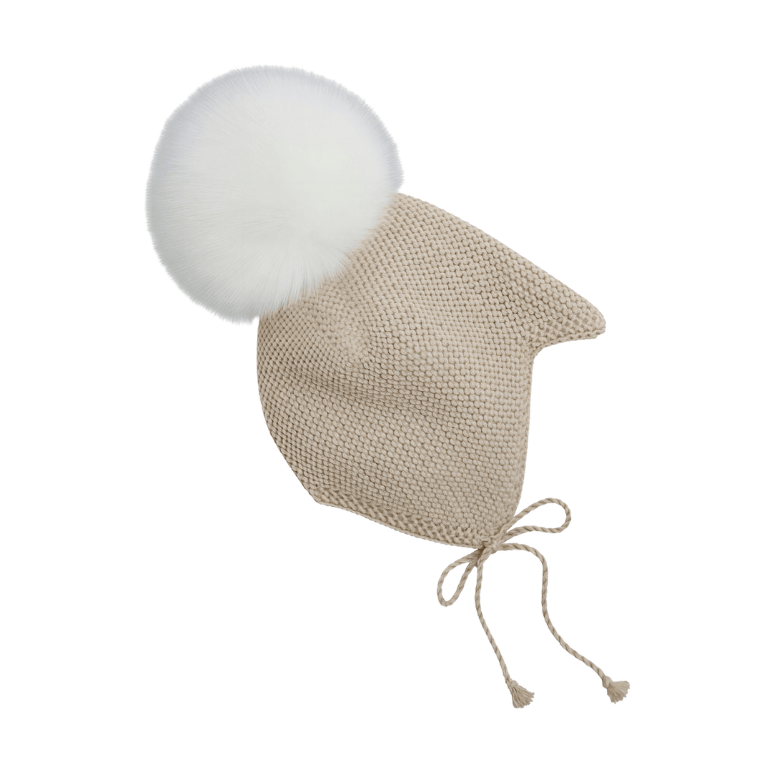 HUTTEliHUT | Bonnet Wool Knit Alpaca Pompom - Offwhite | Torgunns Barneklær AS
