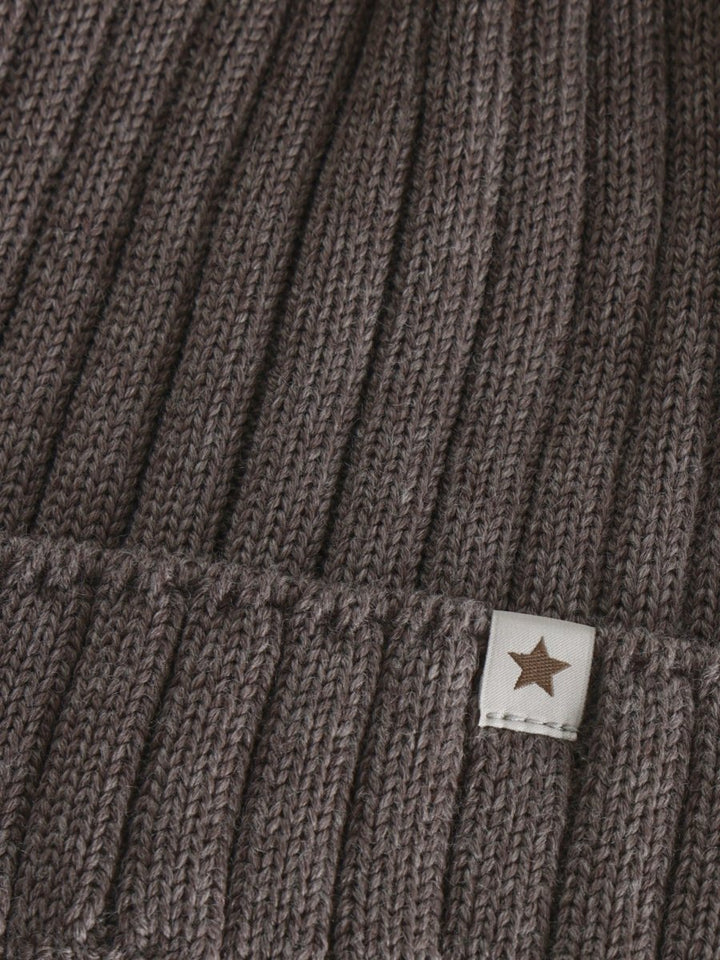 HUTTEliHUT | Hat Knit Alpaca Pompom - Brown Melange | Torgunns Barneklær AS