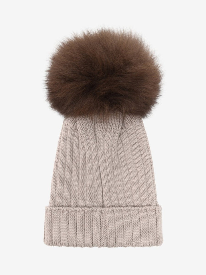 HUTTEliHUT | Hat Knit Alpaca Pompom - Camel Melange | Torgunns Barneklær AS