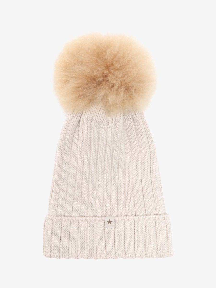 HUTTEliHUT | Hat Knit Alpaca Pompom - Sand Melange | Torgunns Barneklær AS