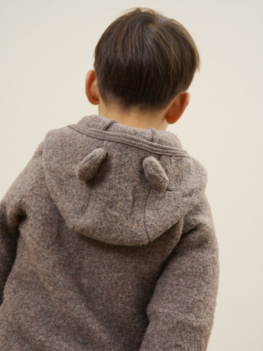 HUTTEliHUT | Jacket Ears Wool Fleece - Brown Melange | Torgunns Barneklær AS