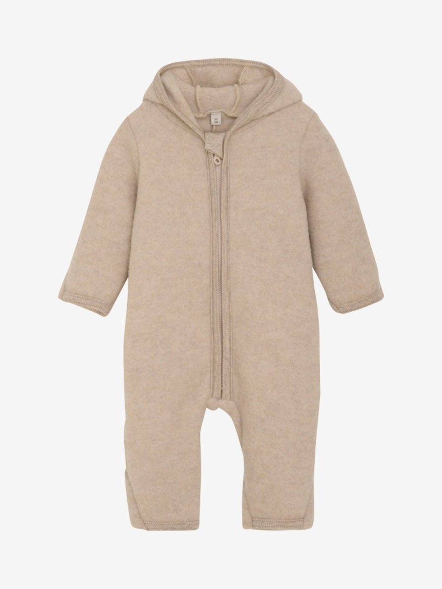 HUTTEliHUT | Pram Suit Ears Wool Fleece - Camel Melange | Torgunns Barneklær AS