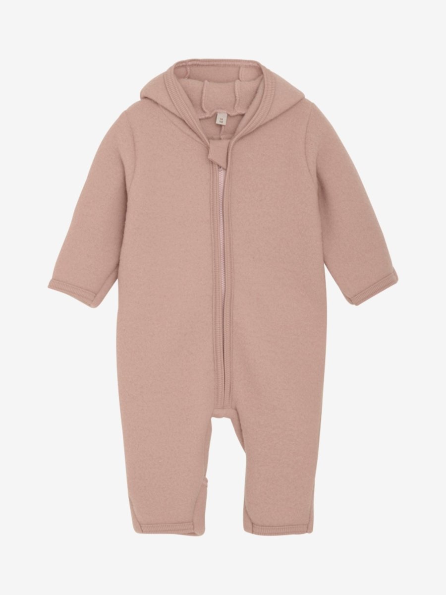 HUTTEliHUT | Pram Suit Ears Wool Fleece - Mahogany Rose | Torgunns Barneklær AS