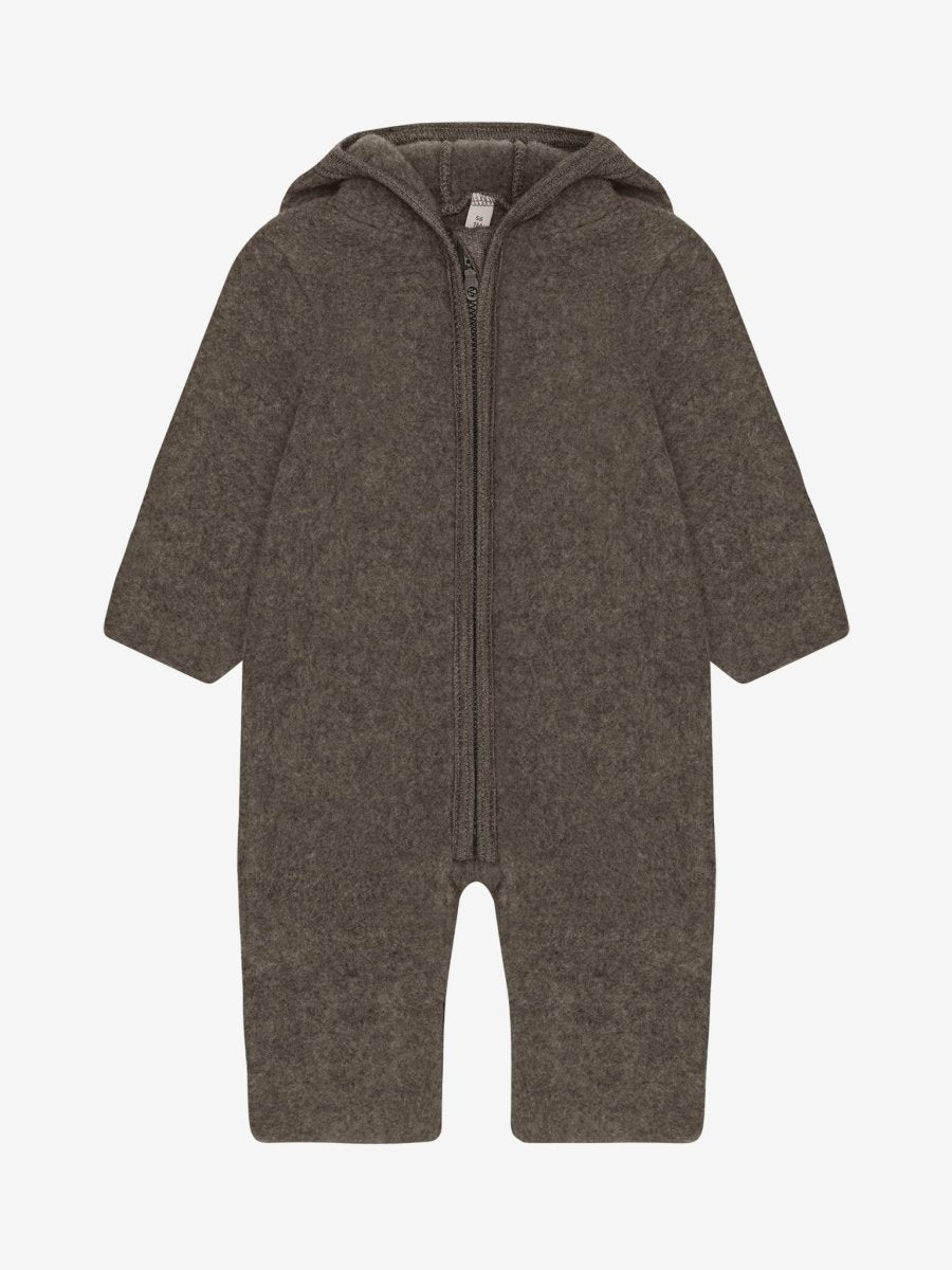 HUTTEliHUT | Ullfleece Dress m/Bamseører - Brown Melange | Torgunns Barneklær AS
