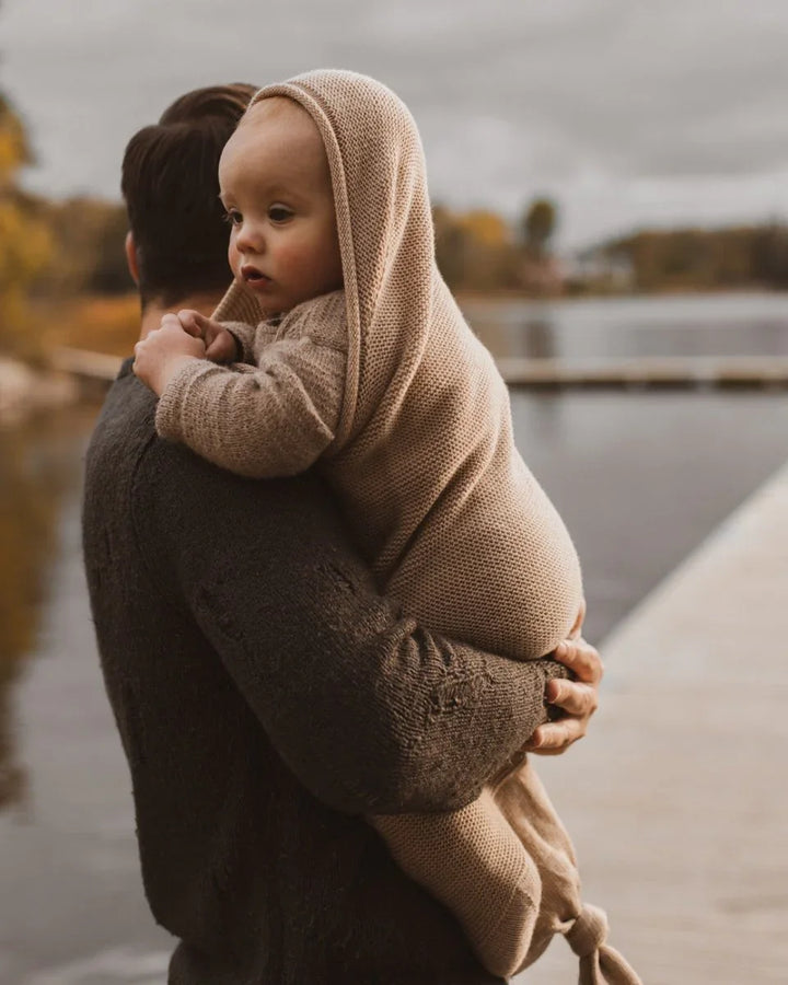Myk ullbukse med hette for baby, perfekt barneklær 0-8 år ved vann