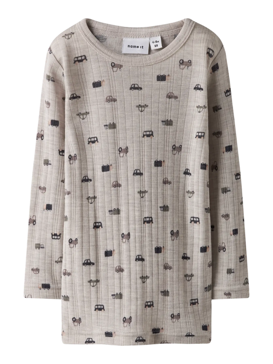 name it mini WANG WOOL NEEDLE LS TOP NOOS - Nacreous Cloud | Small cars - Torgunns Barneklær AS