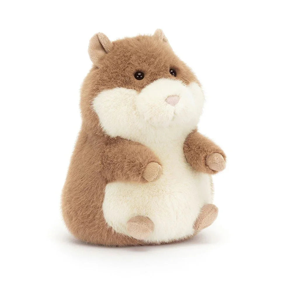 Myk plysj hamster i brun og hvit, perfekt barneleketøy for små barn