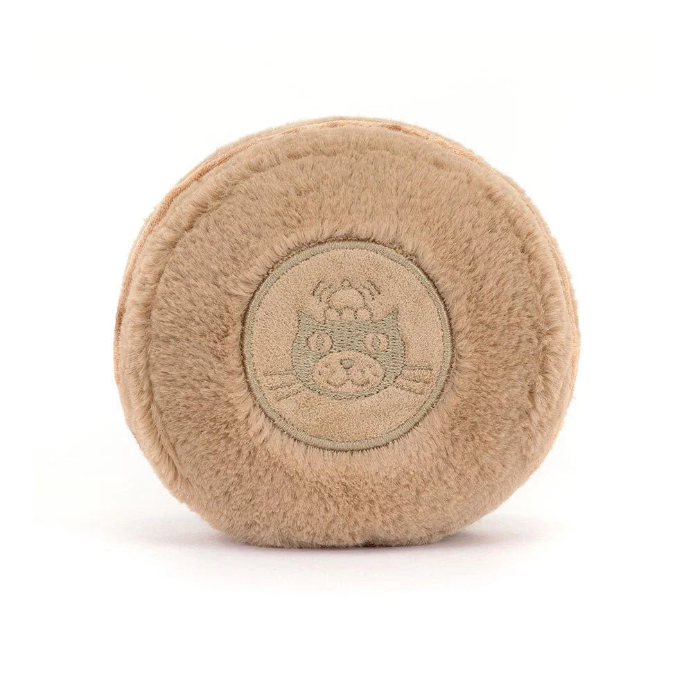 Myk, beige plysleketøy med brodert katt – perfekt babyutstyr og barneklær tilbehør