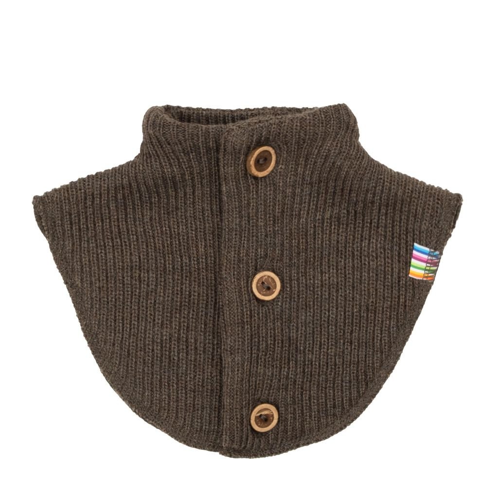 Joha | Ribbestrikket Ull Halsvarmer m/knapper – Granittbrun | Torgunns Barneklær AS