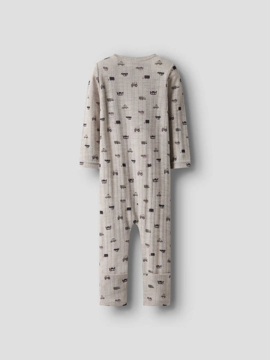 name it baby WANG WOOL NEEDLE NIGHTSUIT NOOS - Nacreous Cloud | Small cars - Torgunns Barneklær AS