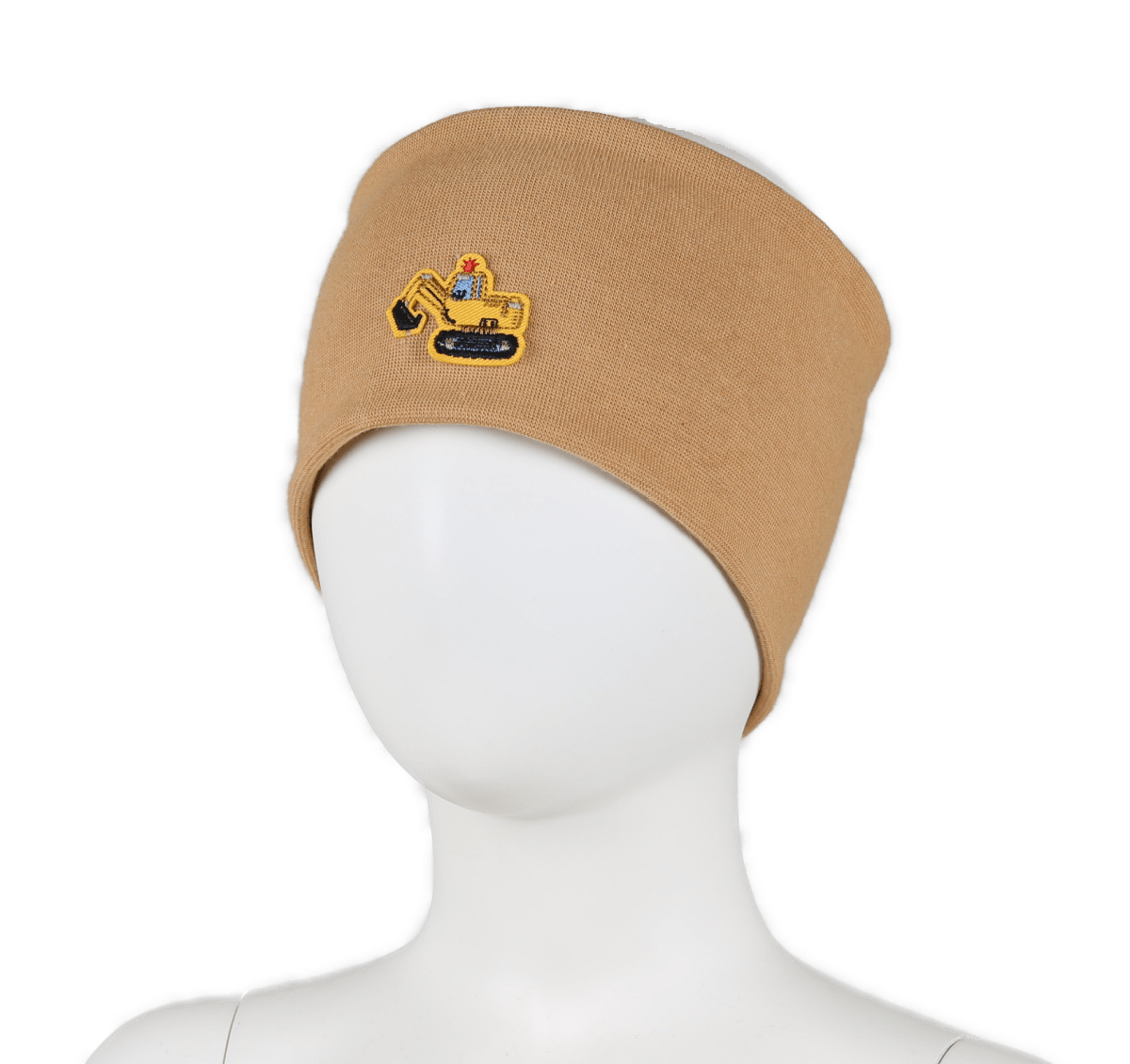 Kivat | Pannebånd m/Vindstopp - Lys Beige m/Gravemaskin | Torgunns Barneklær AS