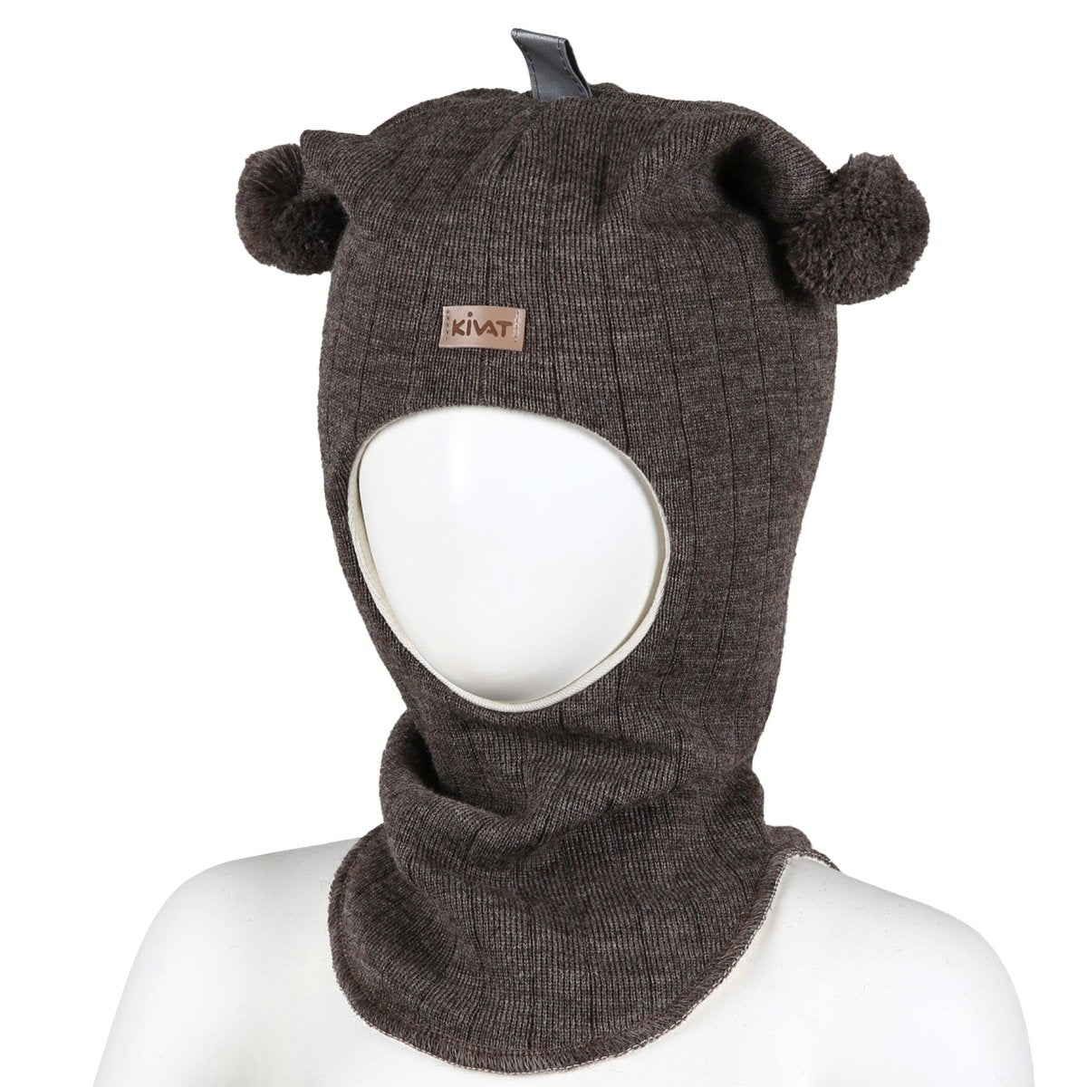 KIVAT ULL | Balaclava Ribb - Mørk Brunmelert | Torgunns Barneklær AS