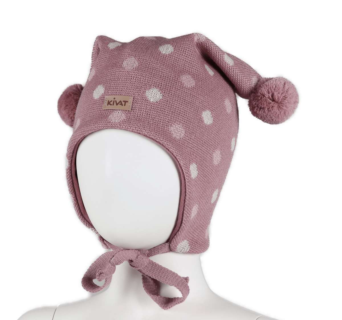 KIVAT ULL | Knyttelue Prikkemønster – Gammelrosa | Torgunns Barneklær AS