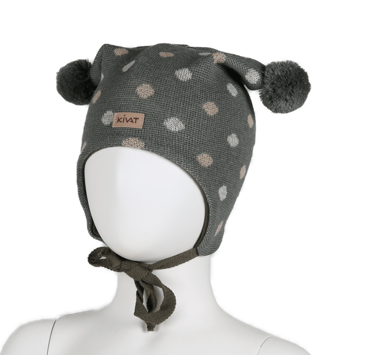 KIVAT ULL | Knyttelue Prikkemønster – Mosegrønn | Torgunns Barneklær AS