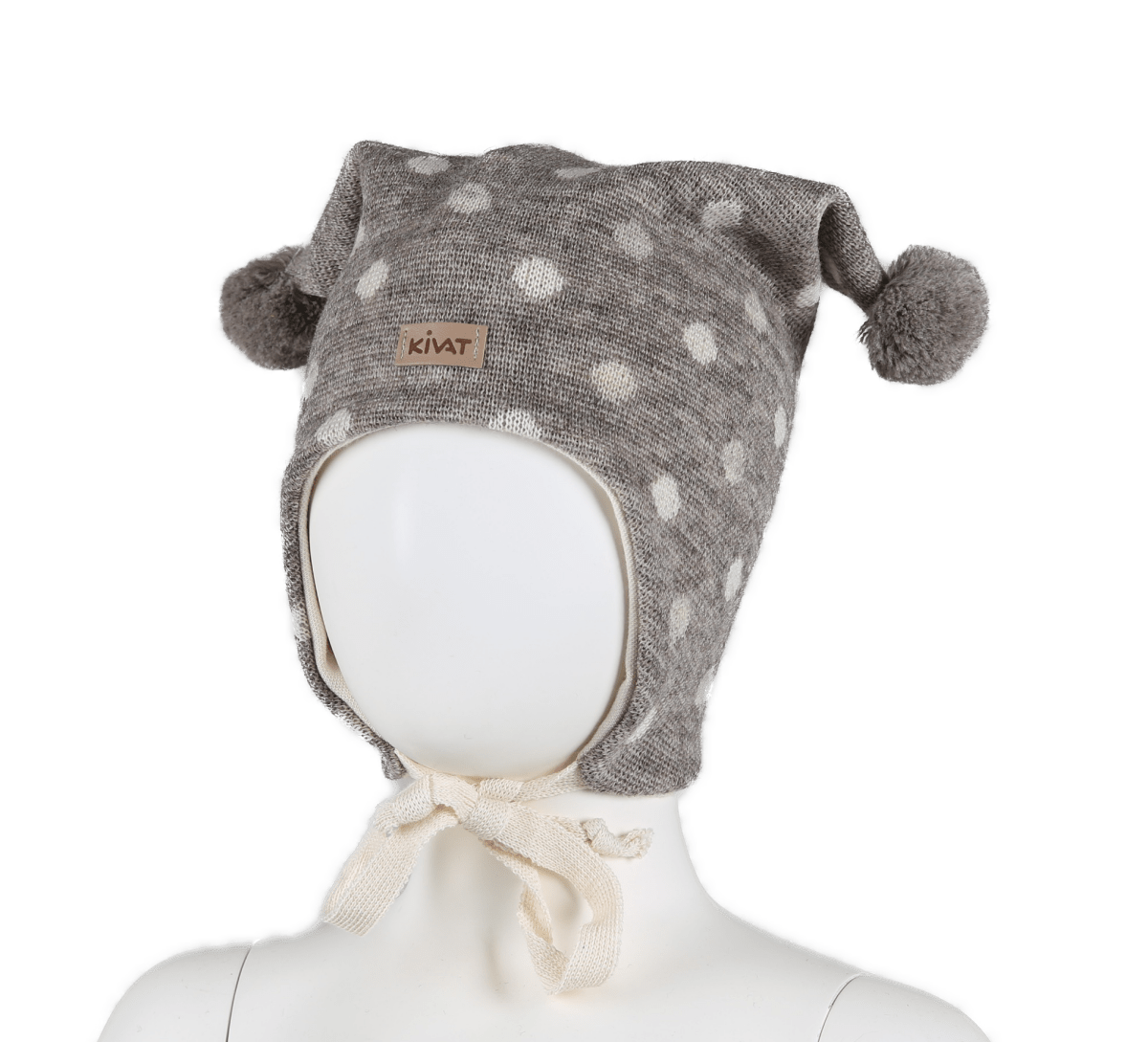 KIVAT ULL | Knyttelue Prikkemønster – Ufarget Beige/Sand | Torgunns Barneklær AS