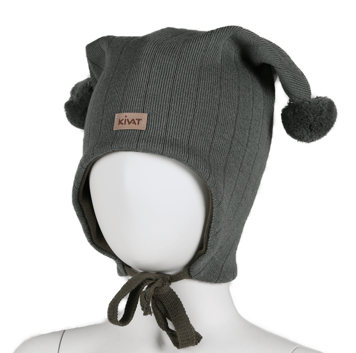 KIVAT ULL | Knyttelue Ribb – Mosegrønn | Torgunns Barneklær AS