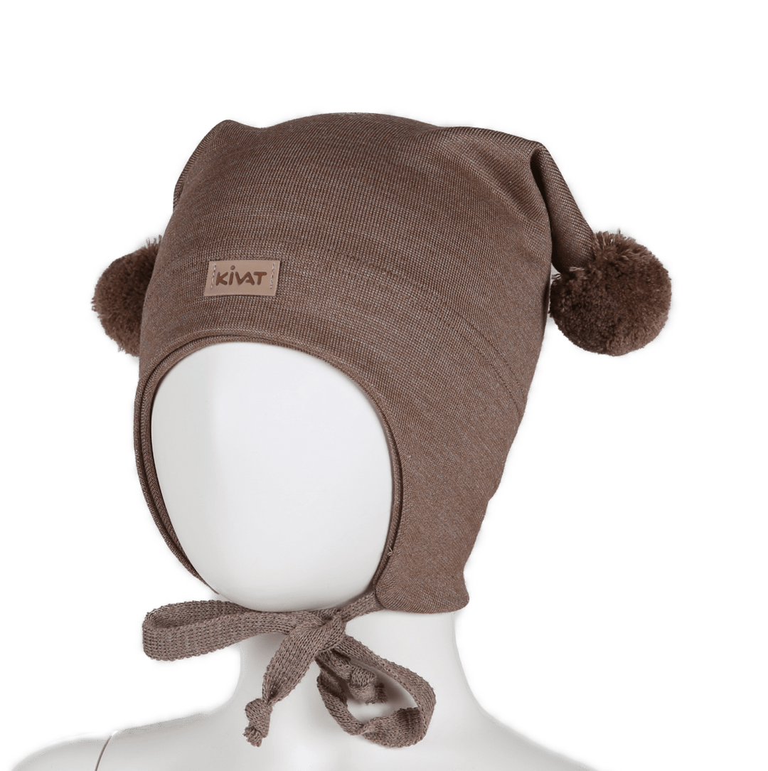 Kivat | Ull/silke knytelue m/vindstopp - Sjokoladebrun | Torgunns Barneklær AS