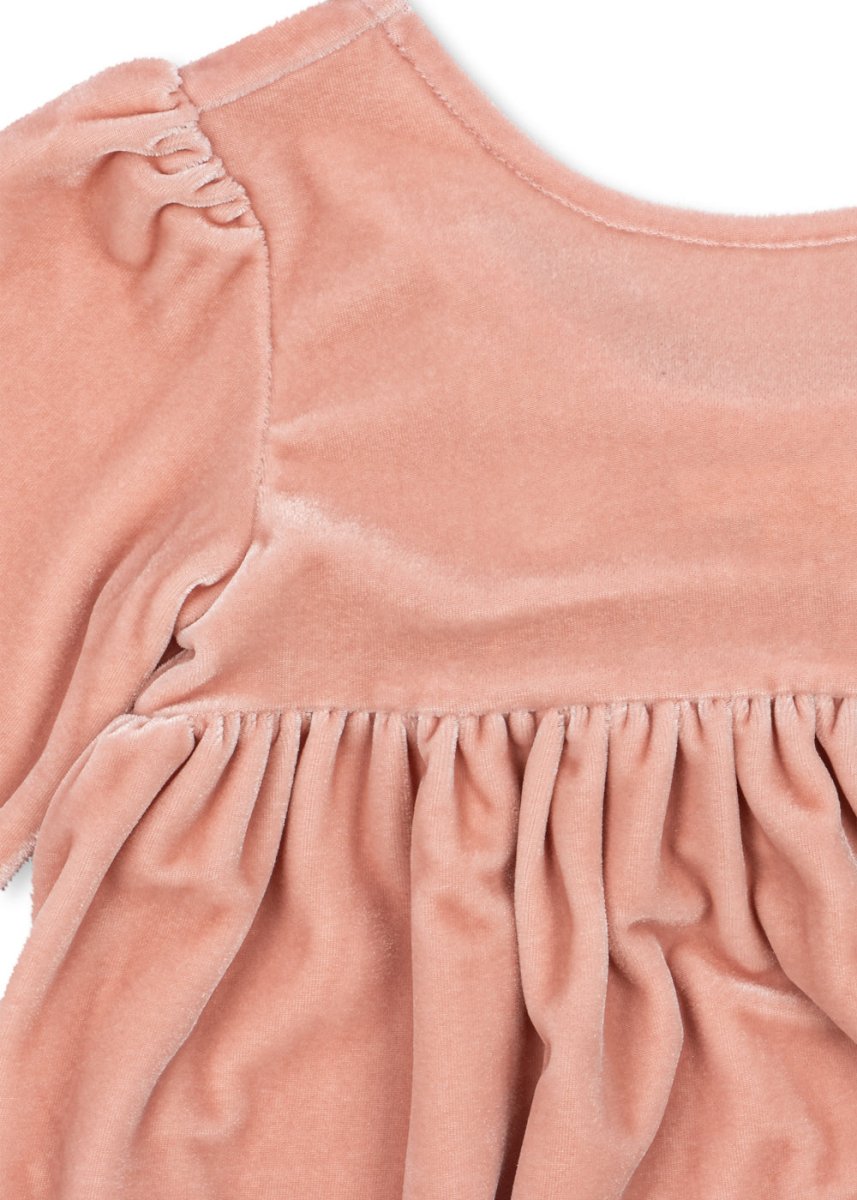 Konges Sløjd | Gia Bow Dress fløyelskjole – Mellow Rose | Torgunns Barneklær AS