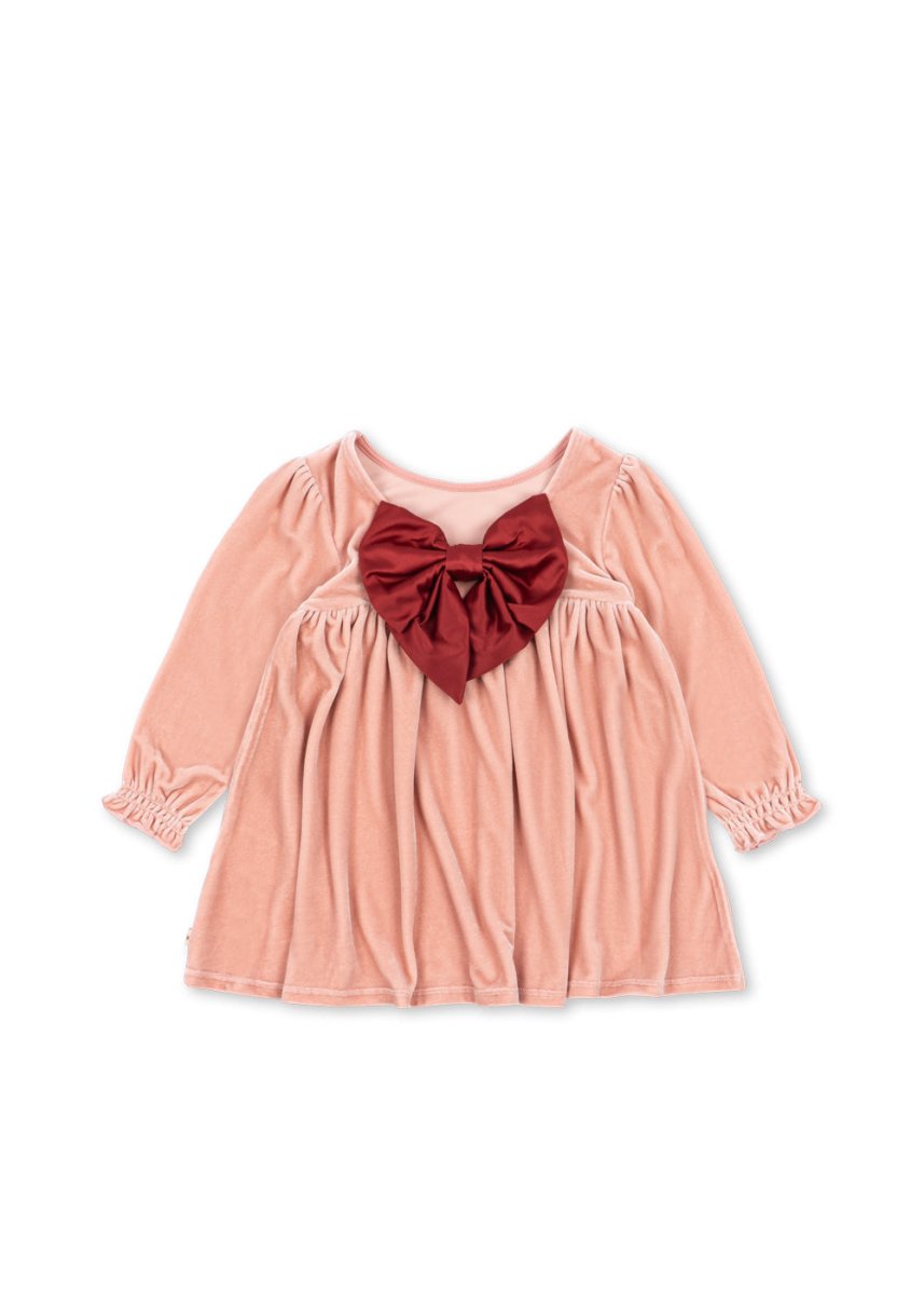 Konges Sløjd | Gia Bow Dress fløyelskjole – Mellow Rose | Torgunns Barneklær AS