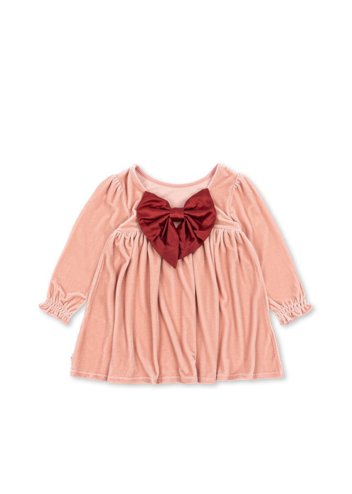 Konges Sløjd | Gia Bow Dress fløyelskjole – Mellow Rose | Torgunns Barneklær AS