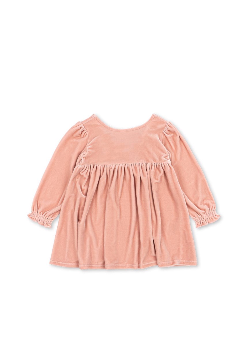Konges Sløjd | Gia Bow Dress fløyelskjole – Mellow Rose | Torgunns Barneklær AS