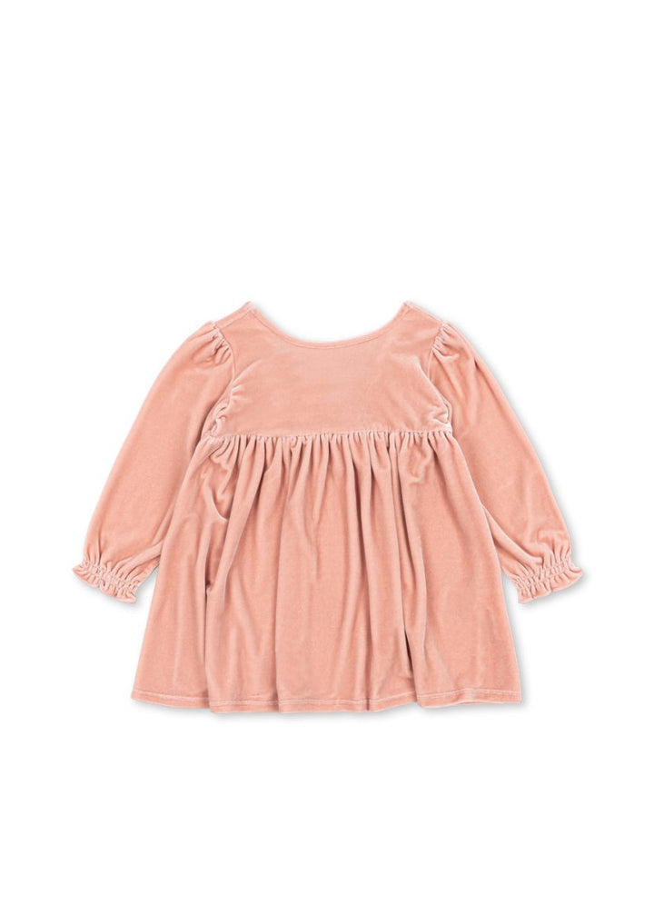 Konges Sløjd | Gia Bow Dress fløyelskjole – Mellow Rose | Torgunns Barneklær AS