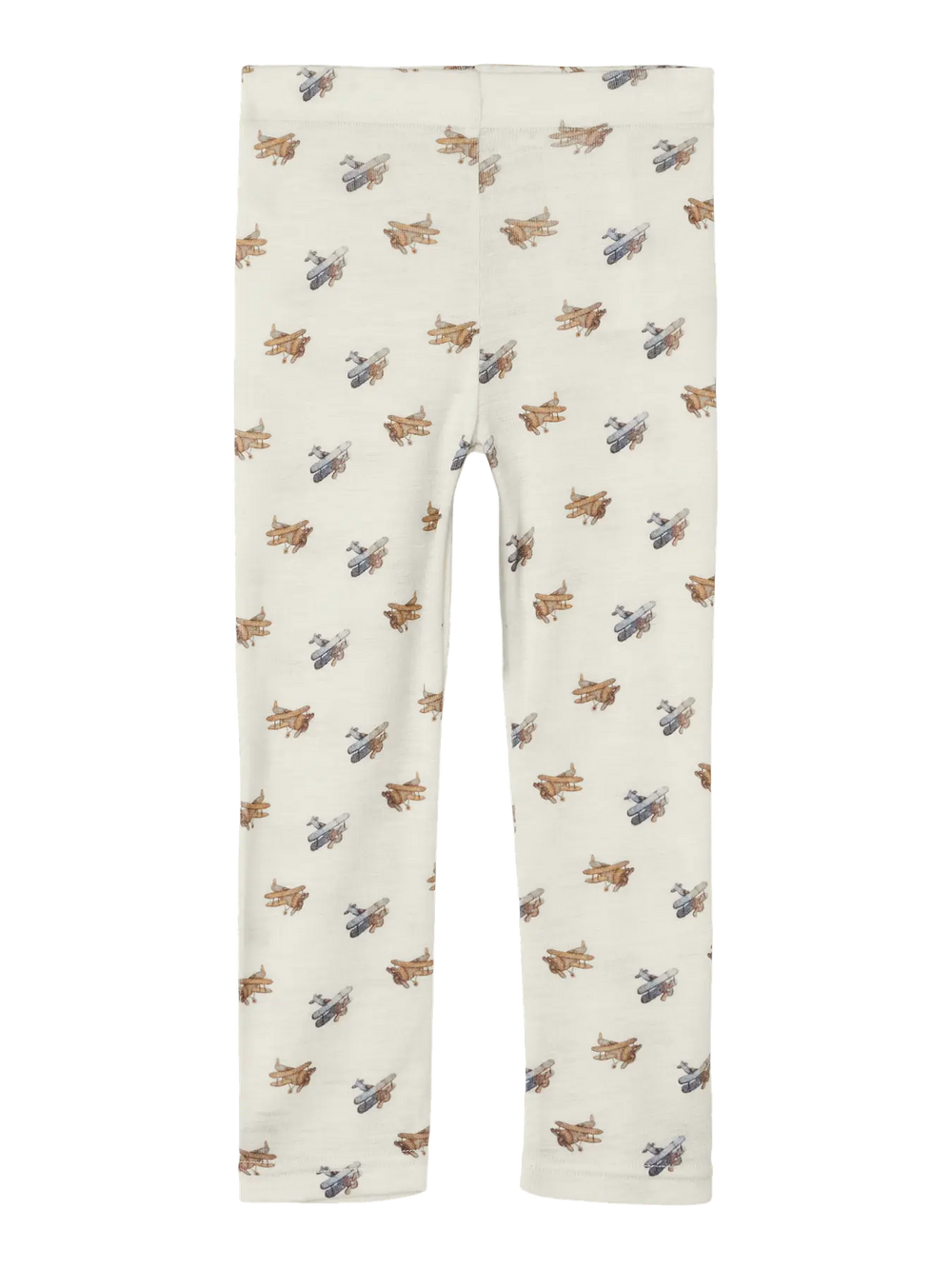Lil' Atelier Mini WOOL NALU SLIM LEGGING - Turtledove Melange | Airplane - Torgunns Barneklær AS