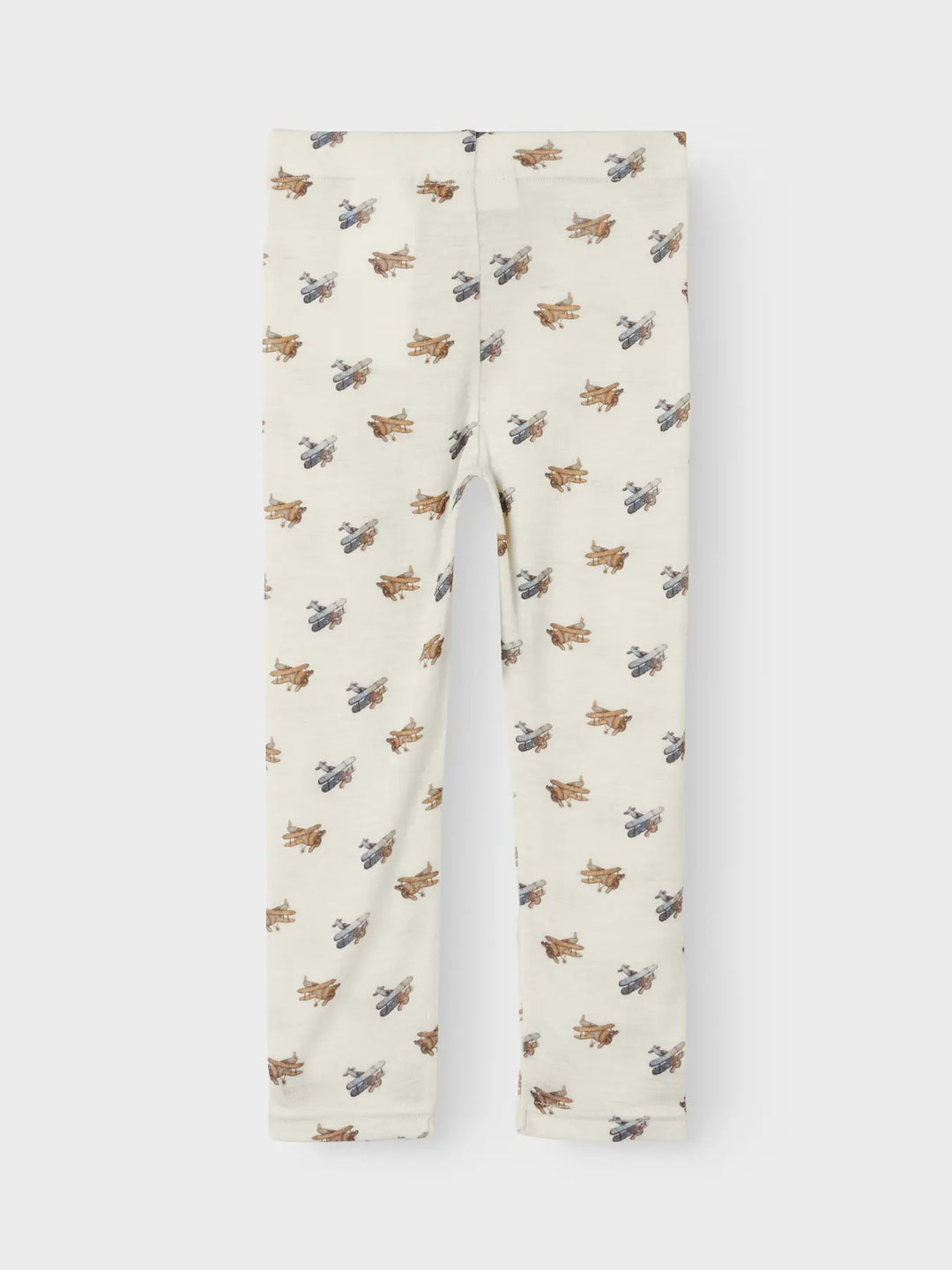 Lil' Atelier Mini WOOL NALU SLIM LEGGING - Turtledove Melange | Airplane - Torgunns Barneklær AS
