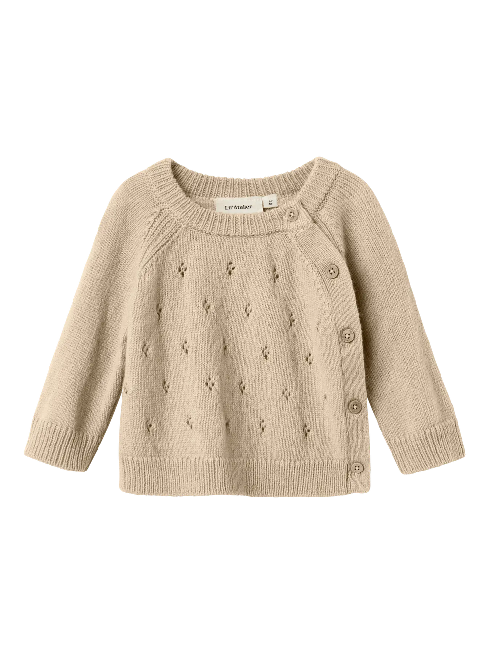 Lil' Atelier Baby WOOL NALIO LS WRAP KNIT - Safari Melange - Torgunns Barneklær AS