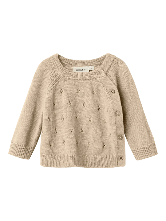 Lil' Atelier Baby WOOL NALIO LS WRAP KNIT - Safari Melange - Torgunns Barneklær AS