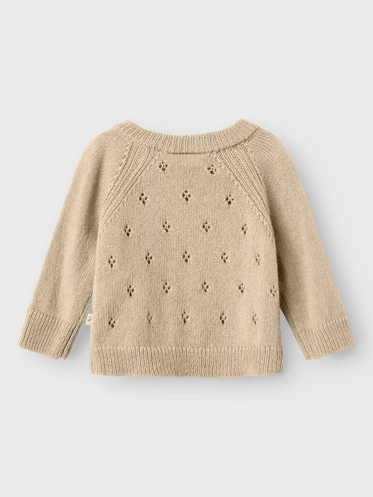 Lil' Atelier Baby WOOL NALIO LS WRAP KNIT - Safari Melange - Torgunns Barneklær AS
