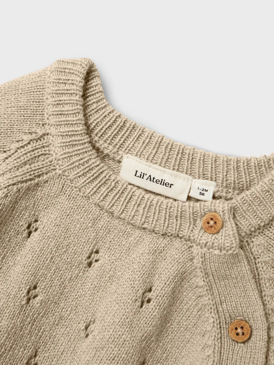 Lil' Atelier Baby WOOL NALIO LS WRAP KNIT - Safari Melange - Torgunns Barneklær AS