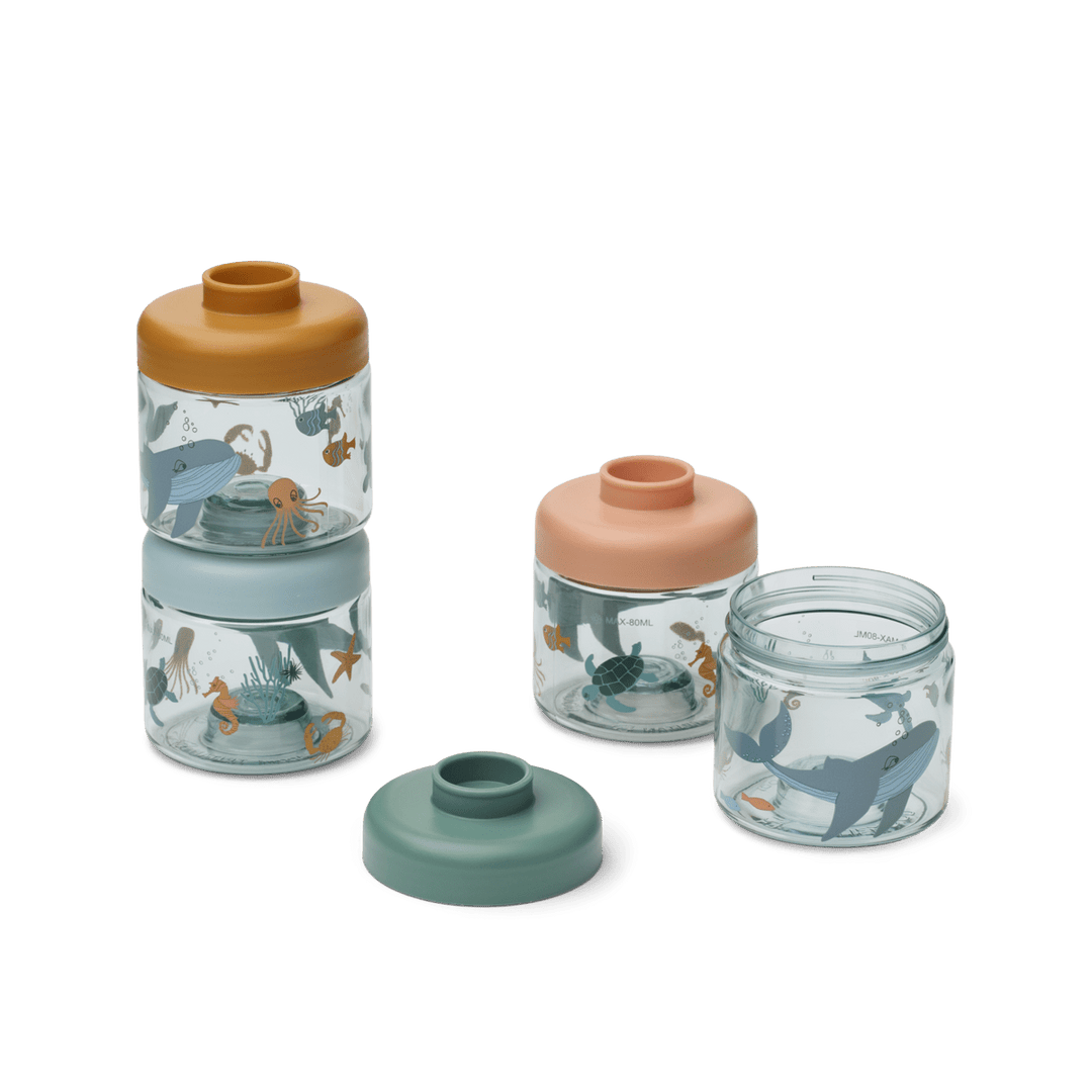 LIEWOOD Dominique Baby Food Tritan Boxes 4pk - Sea creature/Sandy | Torgunns Barneklær AS