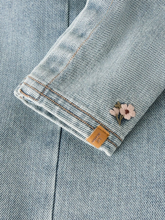 Lil' Atelier Baby DARLEE LOOSE DENIM OVERALL - Medium Blue Denim | FLOWER | Torgunns Barneklær AS