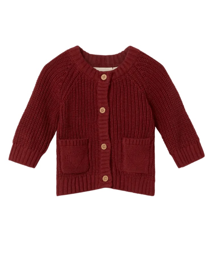 Lil' Atelier Baby EMLEN LIS LS KNIT CARDIGAN - Spiced Apple | Torgunns Barneklær AS