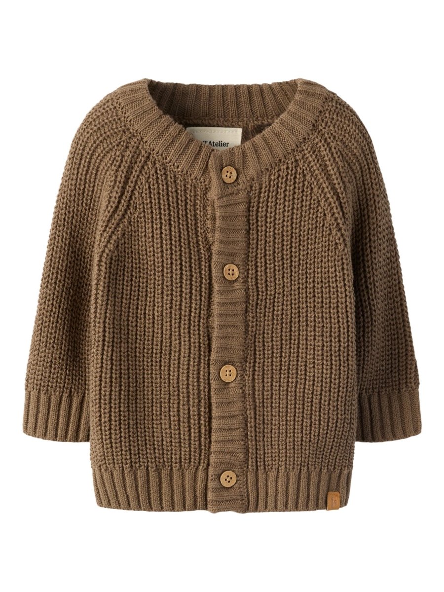 Lil' Atelier Baby EMLEN LS KNIT CARDIGAN NOOS - Shitake | Torgunns Barneklær AS