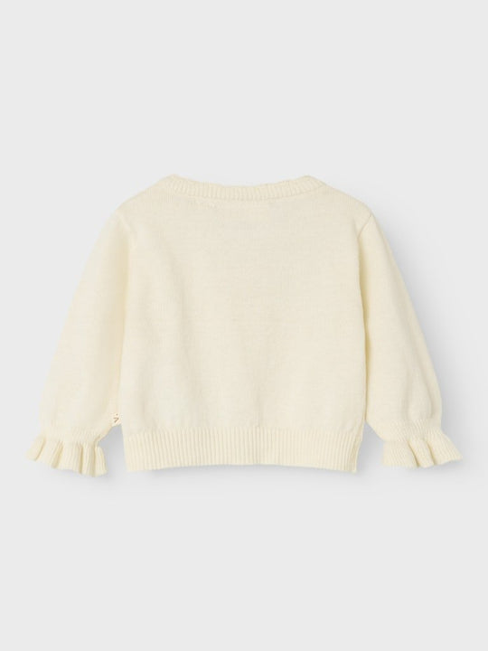 Lil' Atelier Baby FAUCI FIA LS SHORT KNIT CARDIGAN - Coconut Milk | Torgunns Barneklær AS