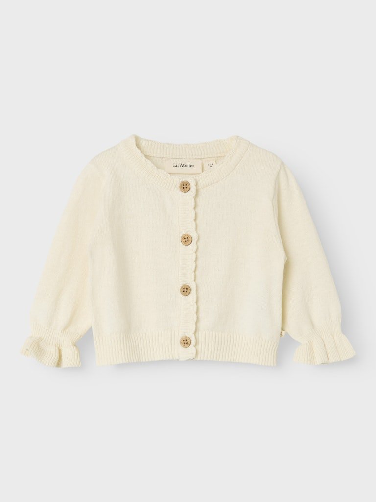 Lil' Atelier Baby FAUCI FIA LS SHORT KNIT CARDIGAN - Coconut Milk | Torgunns Barneklær AS