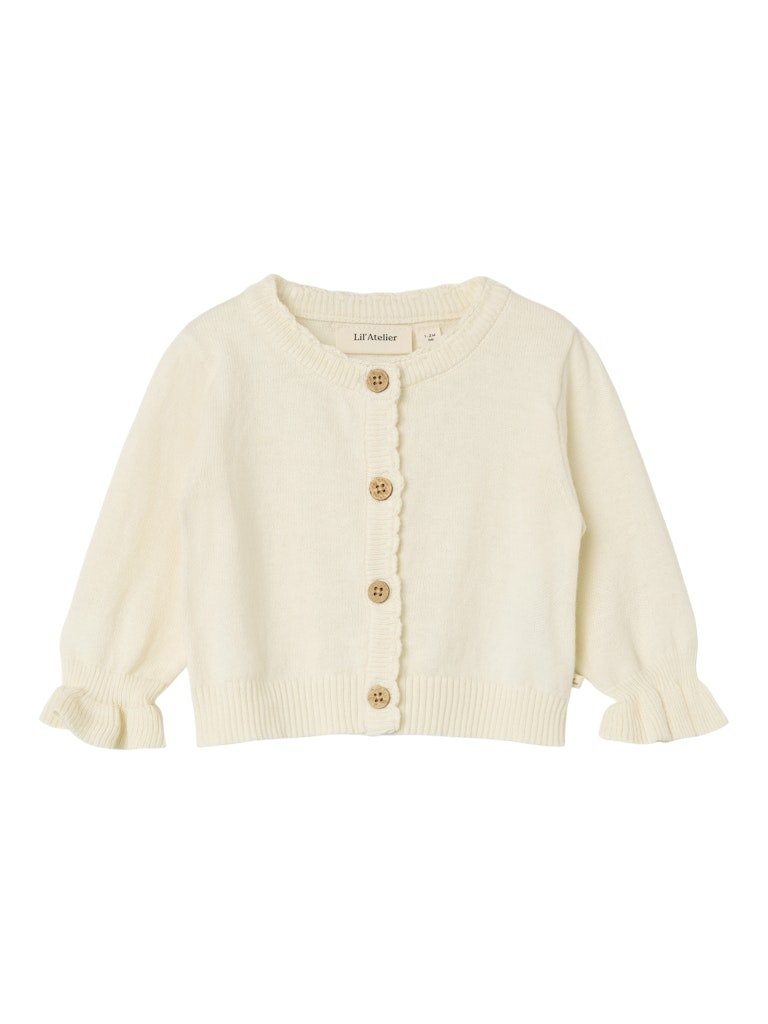 Lil' Atelier Baby FAUCI FIA LS SHORT KNIT CARDIGAN - Coconut Milk | Torgunns Barneklær AS