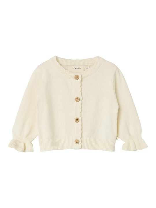 Lil' Atelier Baby FAUCI FIA LS SHORT KNIT CARDIGAN - Coconut Milk | Torgunns Barneklær AS