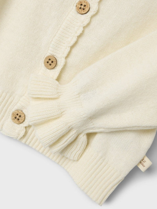 Lil' Atelier Baby FAUCI FIA LS SHORT KNIT CARDIGAN - Coconut Milk | Torgunns Barneklær AS