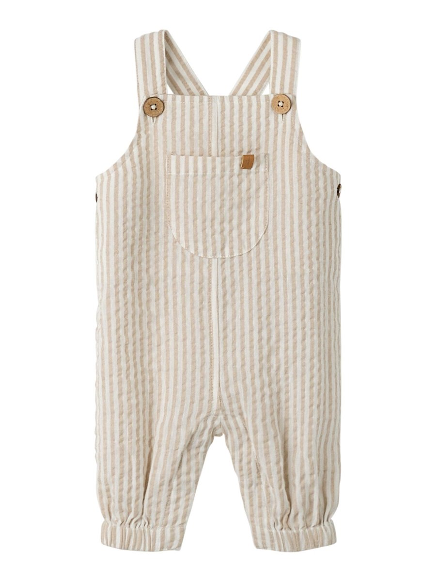 Lil Atelier Baby FAUSTO LOOSE overall - Coconut Milk | Feather Gray | Torgunns Barneklær AS