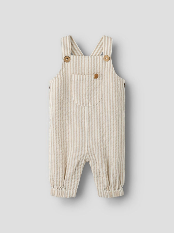 Lil Atelier Baby FAUSTO LOOSE overall - Coconut Milk | Feather Gray | Torgunns Barneklær AS