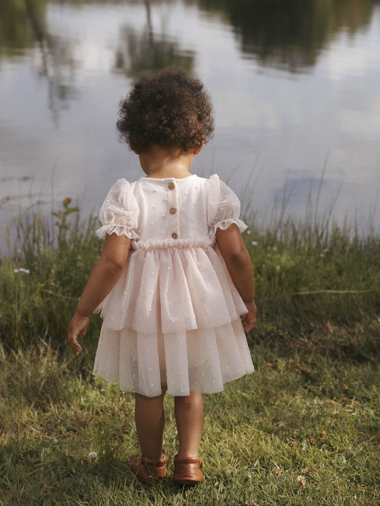 Lil' Atelier Baby FRILLA SS LOOSE TULLE BODY DRESS - Peach Blush | Torgunns Barneklær AS